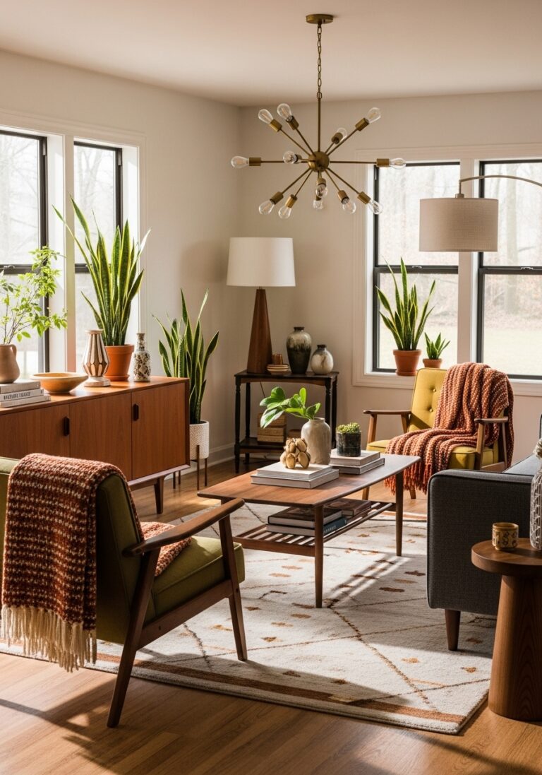 Cozy Mid Century Modern Living Room Vibes